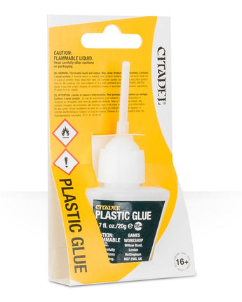 Citadel Plastic Glue for tabletop gaming, enhanced for precise application on miniature models by Games Workshop.
