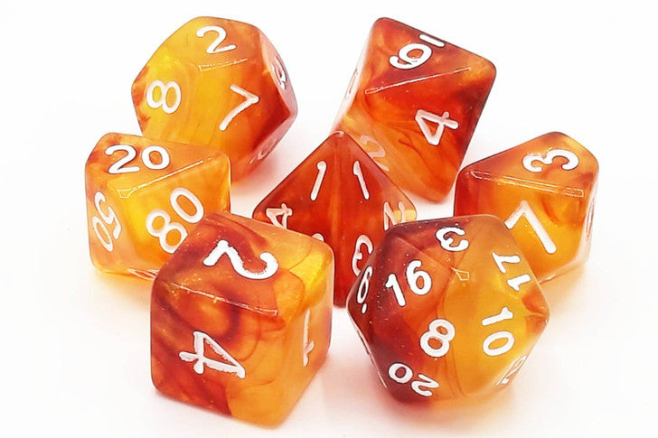 Old School 7 Piece DnD RPG Dice Set Exploding Sun - State of Comics