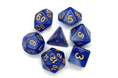 Old School 7 Piece DnD RPG Dice Set Galaxy Blue & White - State of Comics