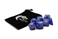 Old School 7 Piece DnD RPG Dice Set Galaxy Blue & White - State of Comics