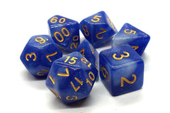 Old School 7 Piece DnD RPG Dice Set Galaxy Blue & White - State of Comics