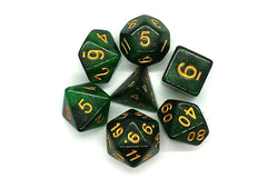 Old School 7 Piece DnD RPG Dice Set Galaxy Green & Black - State of Comics