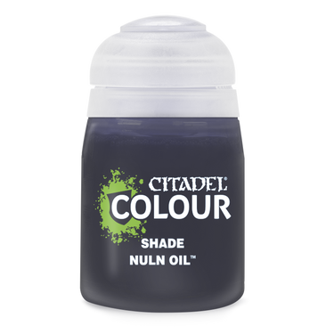 Games Workshop Citadel Contrast Paint Nuln Oil in 18ml bottle, used for tabletop gaming miniatures detailing and shading.