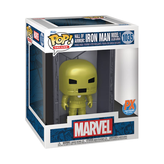 Marvel Iron Man Hall of Armor Iron Man Model 1 Deluxe Pop! Vinyl Figure - Previews Exclusive - State of Comics