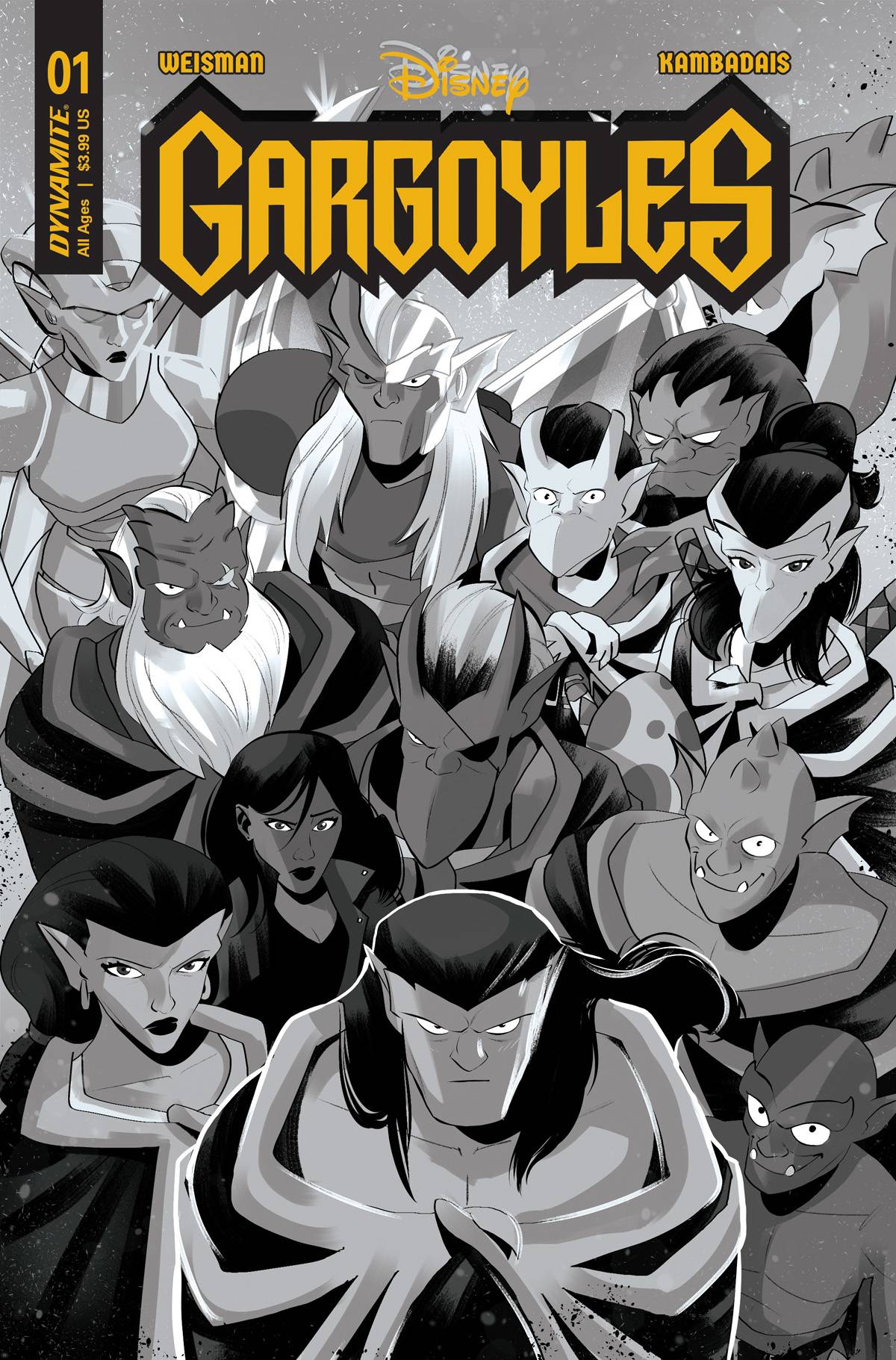 Gargoyles #1 Cvr ZG 10 Copy FOC Incv Kambadais B&W - State of Comics