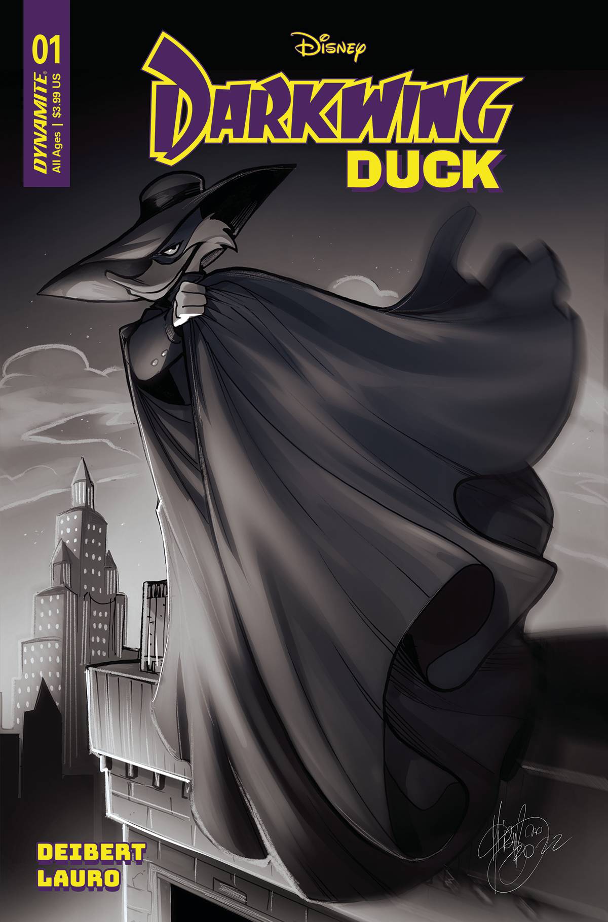 Darkwing Duck #1 Cvr ZG 10 Copy Incv Andolfo B&W - State of Comics