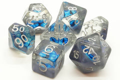 Old School 7 Piece DnD RPG Dice Set Dragon Eye Blue - State of Comics