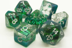 Old School 7 Piece DnD RPG Dice Set Dragon Eye Green - State of Comics