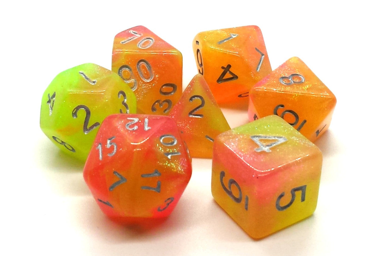 Old School 7 Piece DnD RPG Dice Set Galaxy Sunburst - State of Comics