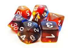 Old School 7 Piece DnD RPG Dice Set Gradients Translucent Burnt Horizon - State of Comics