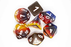 Old School 7 Piece DnD RPG Dice Set Gradients Translucent Burnt Horizon - State of Comics