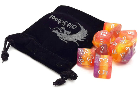 Old School 7 Piece DnD RPG Dice Set Gradients Hard Candy - State of Comics