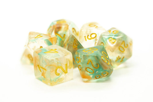 Old School 7 Piece DnD RPG Dice Set Luminous Koi Pond - State of Comics