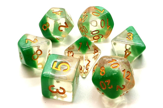 Old School 7 Piece DnD RPG Dice Set Luminous Morning Mist - State of Comics