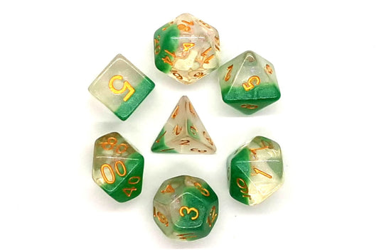 Old School 7 Piece DnD RPG Dice Set Luminous Morning Mist - State of Comics