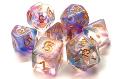 Old School 7 Piece DnD RPG Dice Set Nebula Purple & Blue - State of Comics