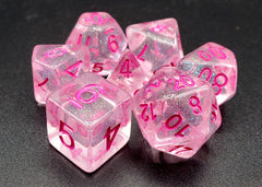 Old School 7 Piece DnD RPG Dice Set Luminous Pink Planet - State of Comics