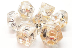 Old School 7 Piece DnD RPG Dice Set Infused Snow man - State of Comics