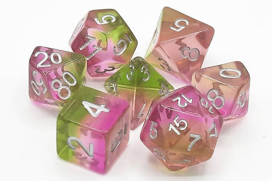 Old School 7 Piece DnD RPG Dice Set Gradients Springtime Bloom - State of Comics