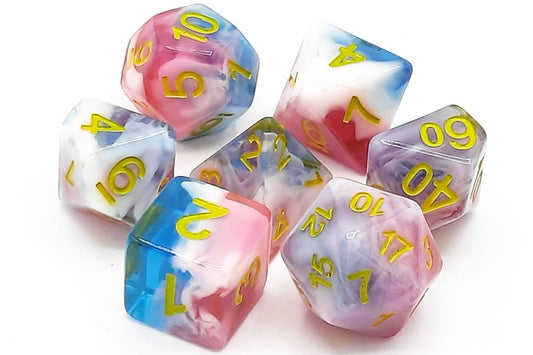 Old School 7 Piece DnD RPG Dice Set Gradients Winter's Rose - State of Comics
